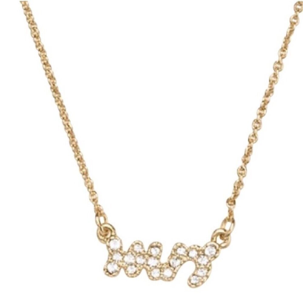 Kate Spade MRS Necklace Say Yes Pave 12k GP 17 inch Chain Frontal